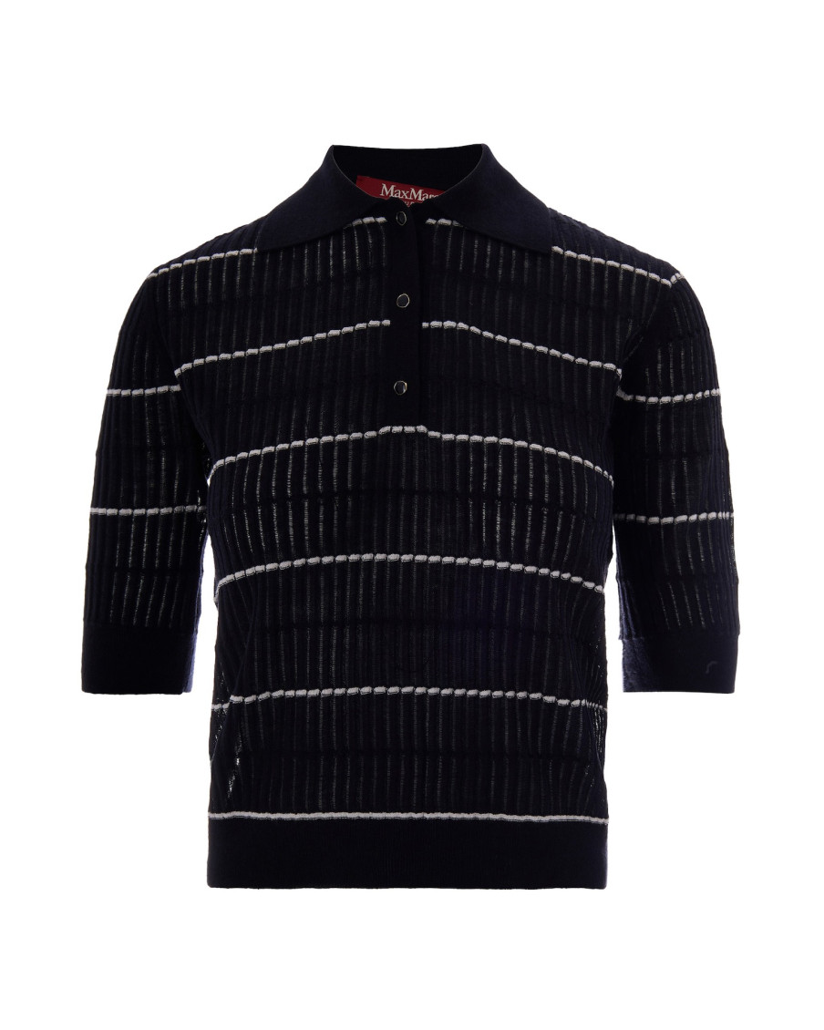 Black Stripes Shirt Collar Sweater