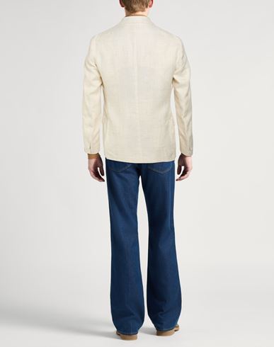 Man Blazer Beige Size 40 Linen, Wool