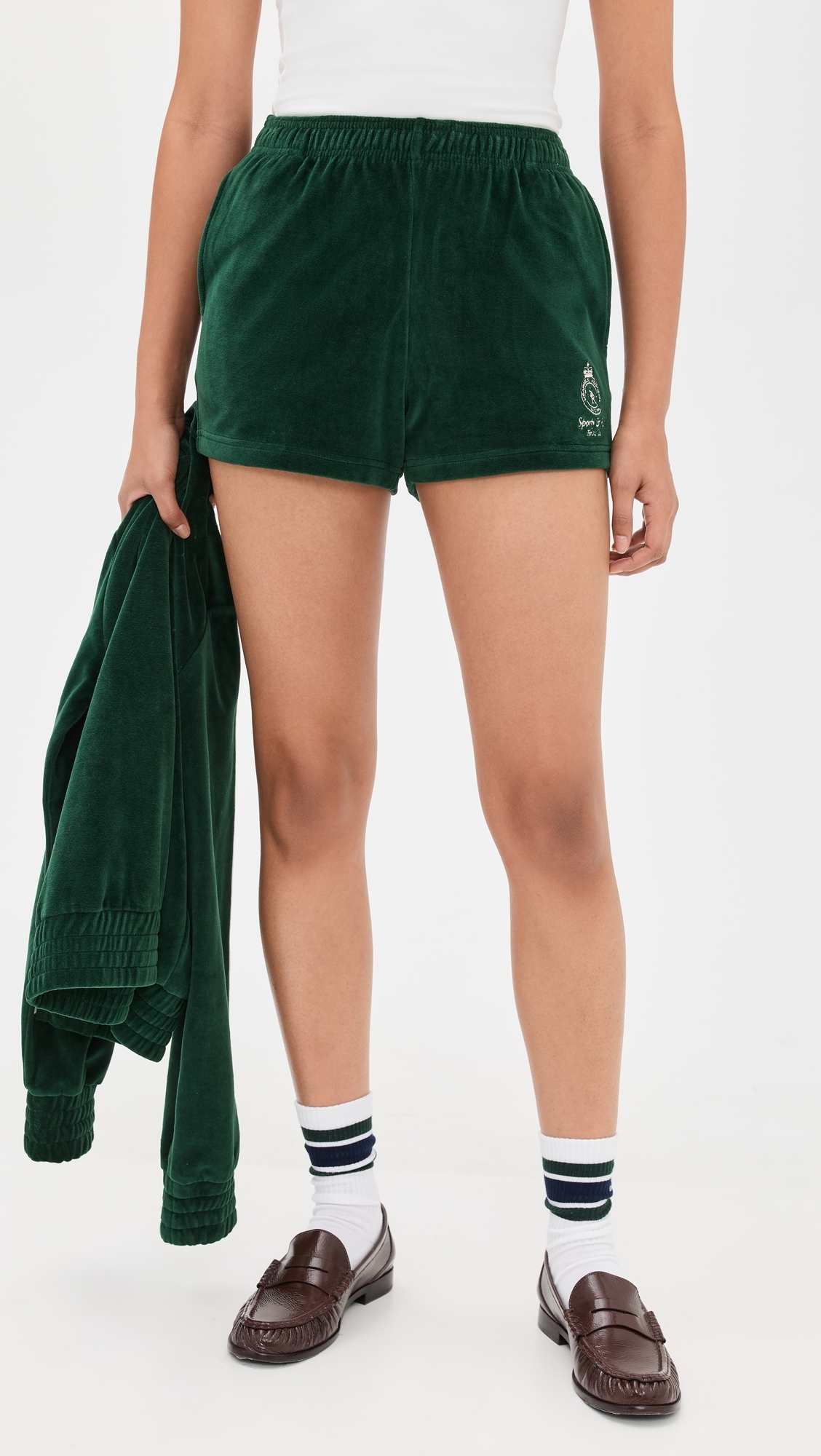 Crown Tennis Velour Shorts Forest/Ecru