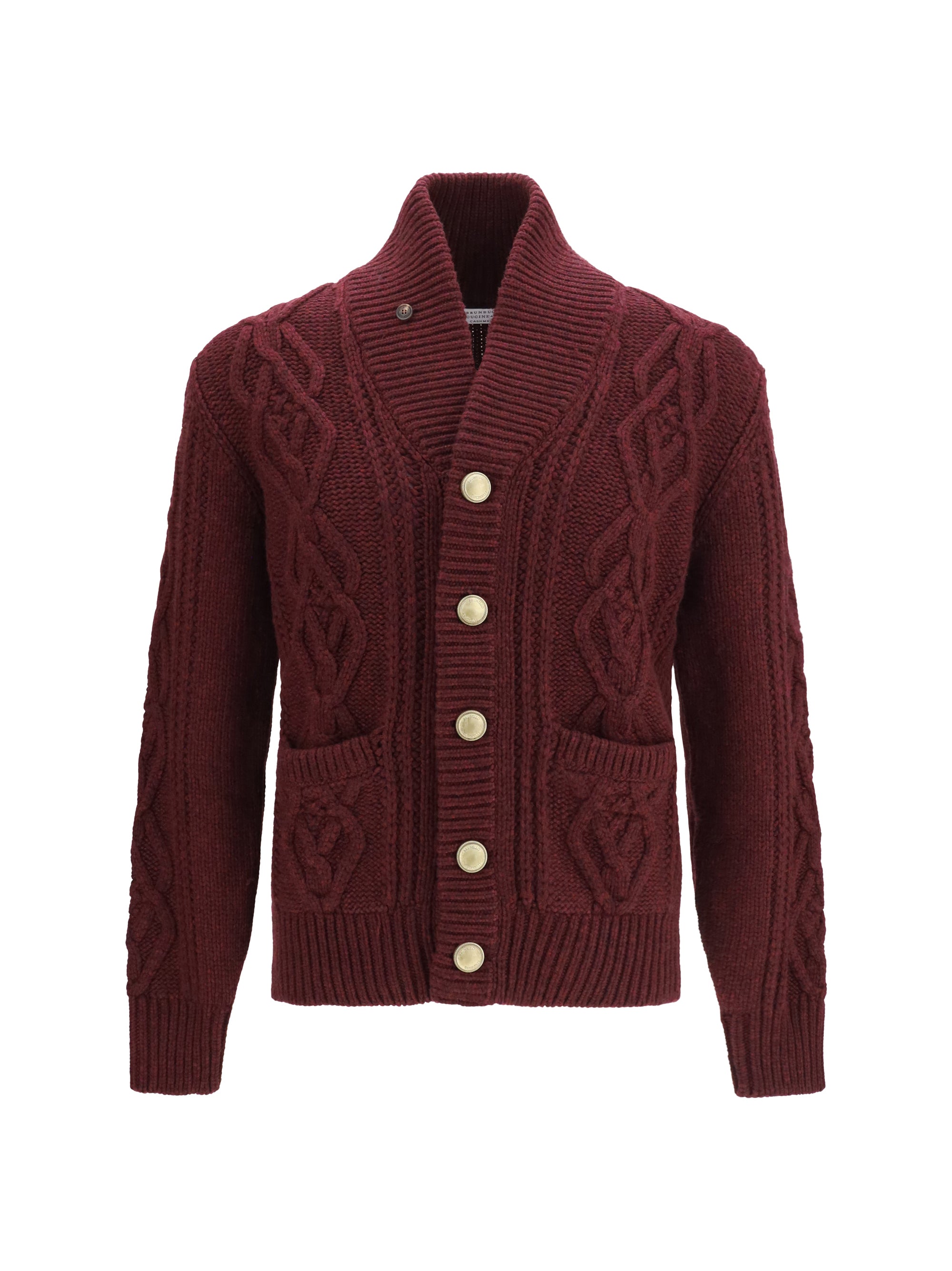 Cable-Knit Cashmere Cardigan — Purple