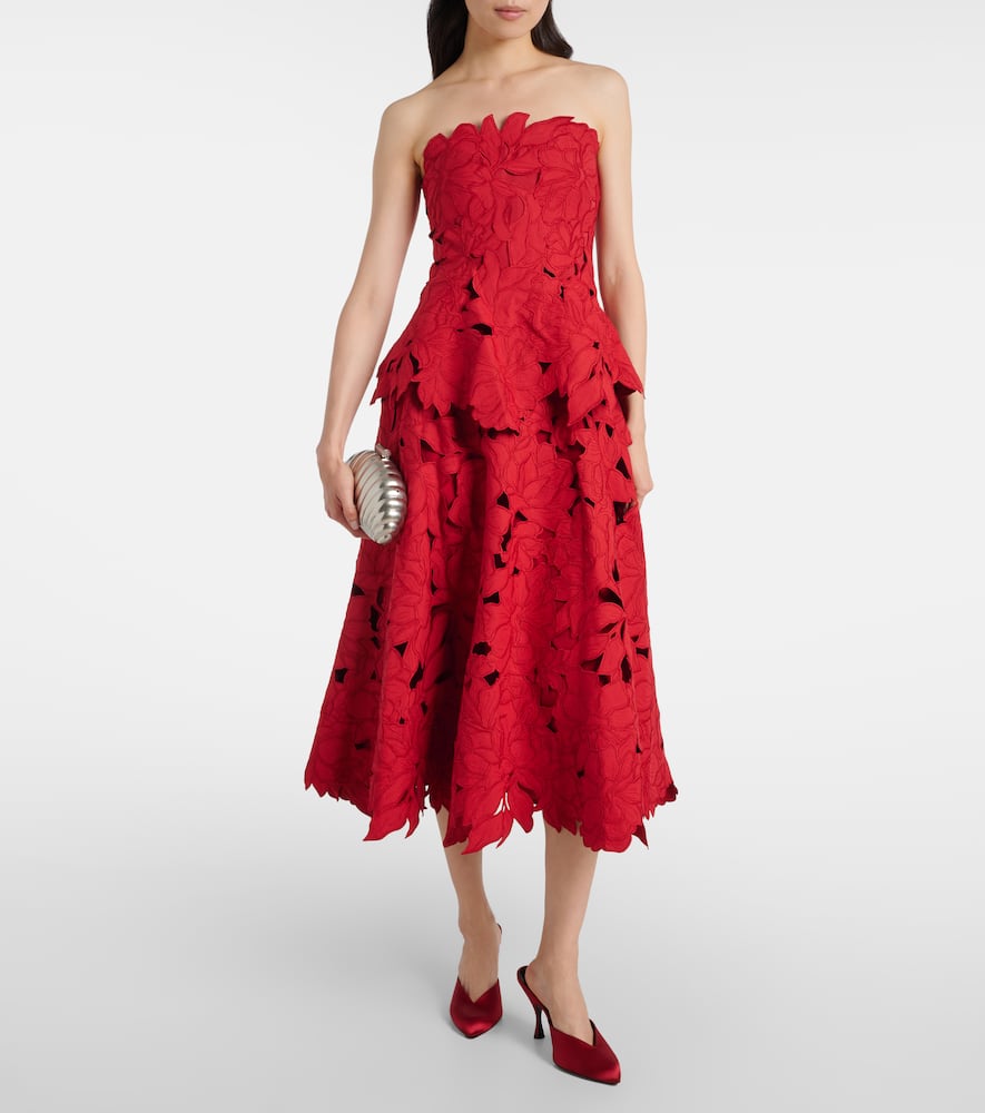 Audrey peplum lace midi dress