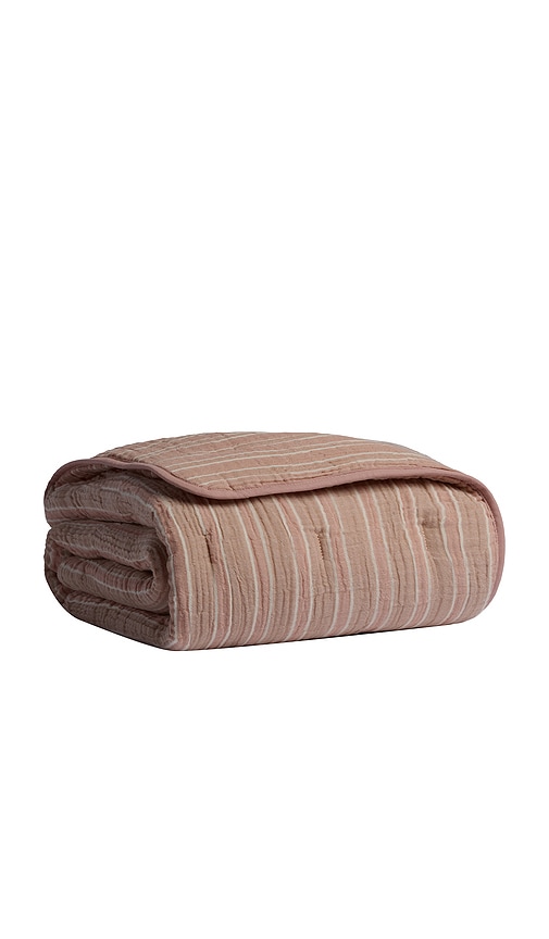 Parachute Organic Cloud Cotton Stripe Toddler Quilt in Rose