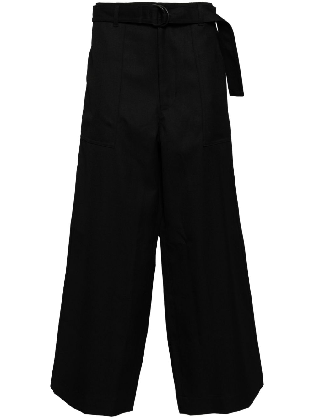 Belted wide-leg trousers - Black