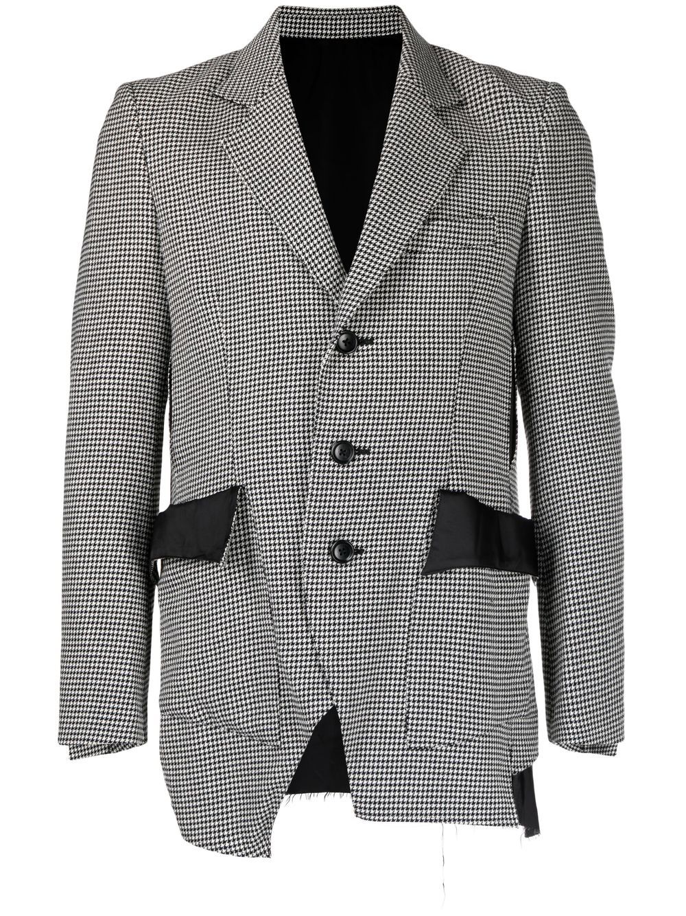 Houndstooth layered blazer - Black