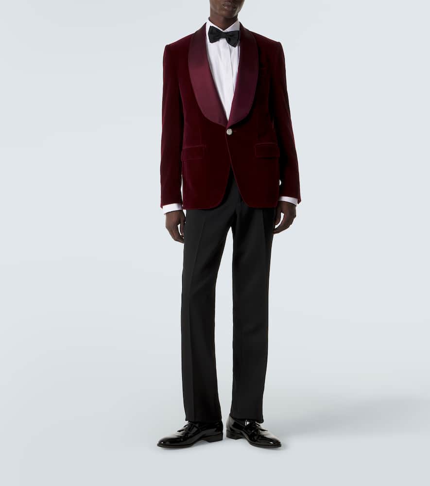 Cotton-blend velvet tuxedo jacket