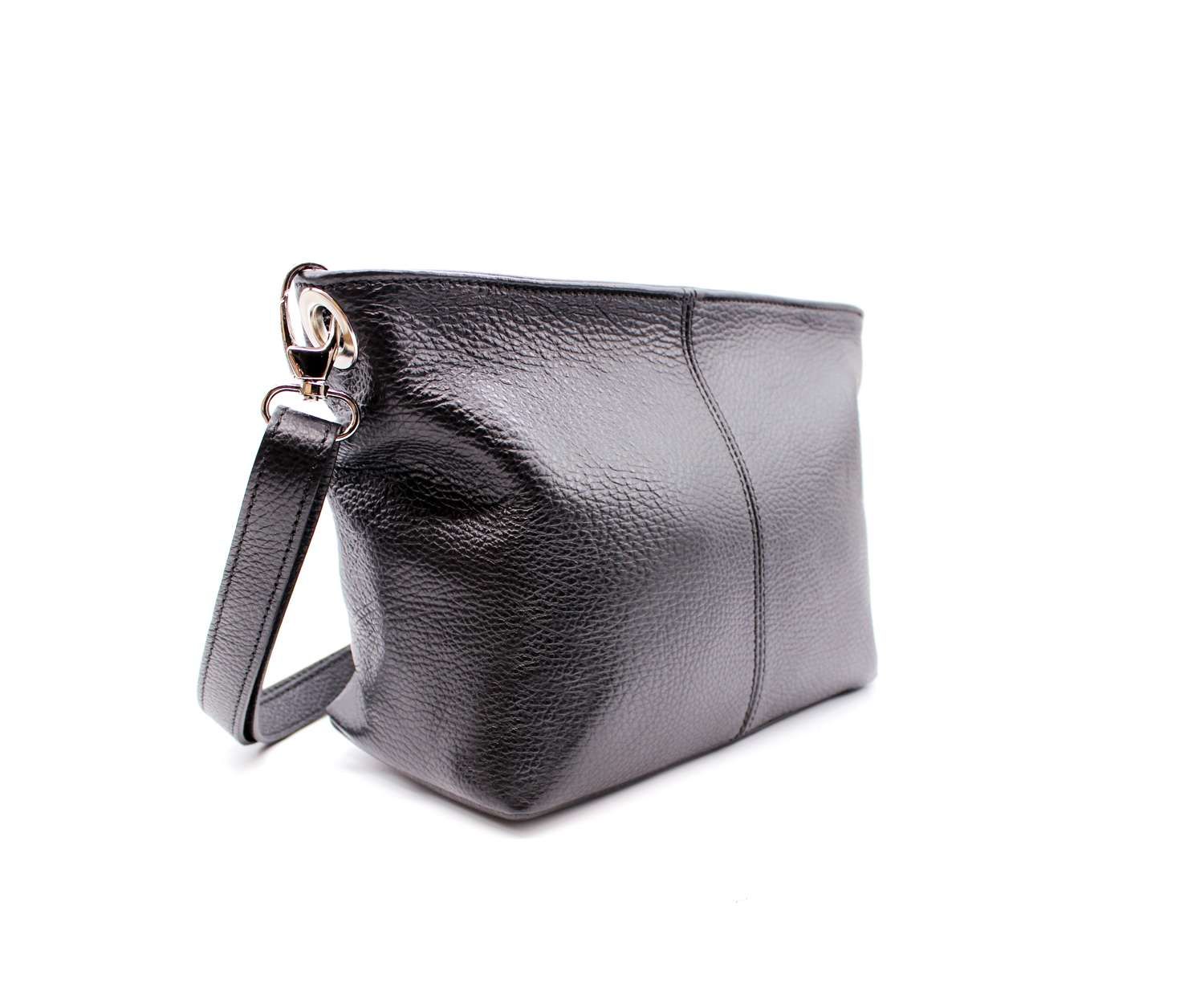 Small Genuine Italian Leather Shoulder Handbag With Detachable Strap