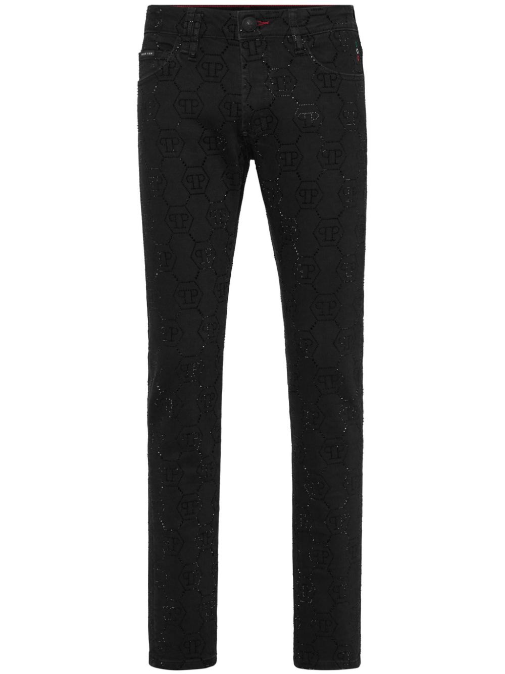 Rhinestone-embellished jeans - Black