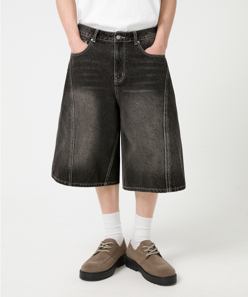 Cat Brush Washed Bermuda Denim Shorts