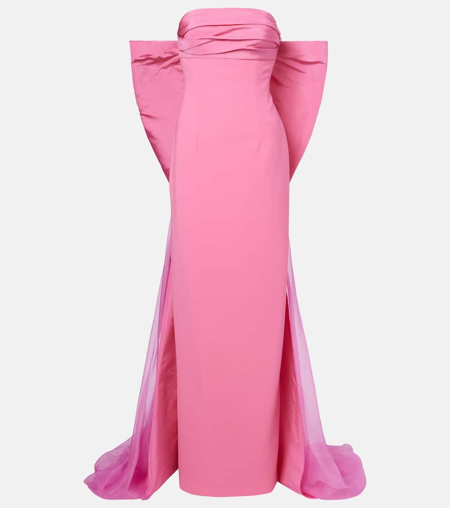 Bow-detail strapless crêpe gown