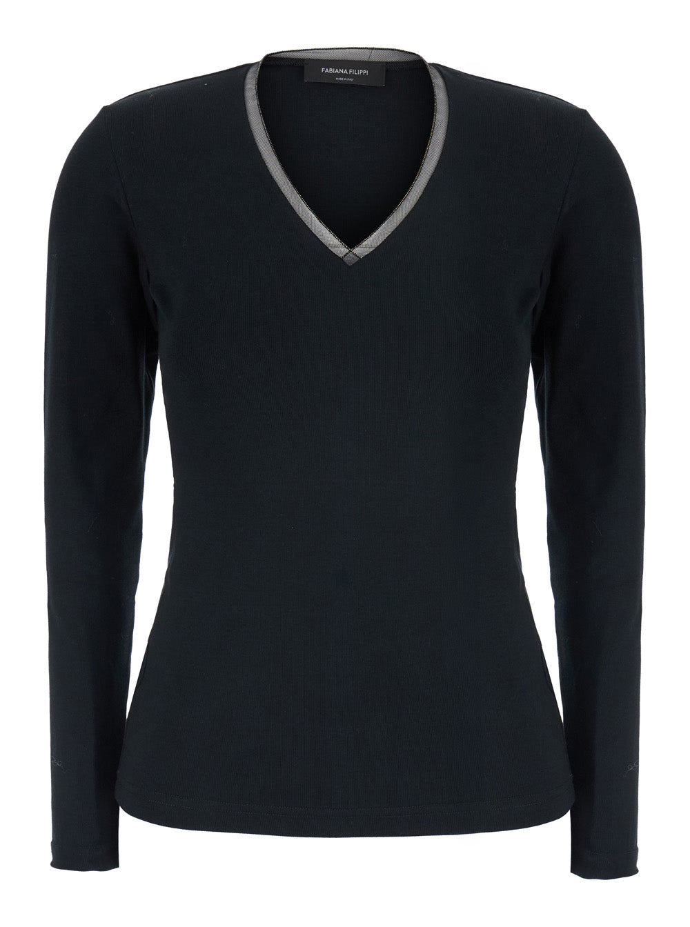 Crew Neck Cotton Sweater — Black