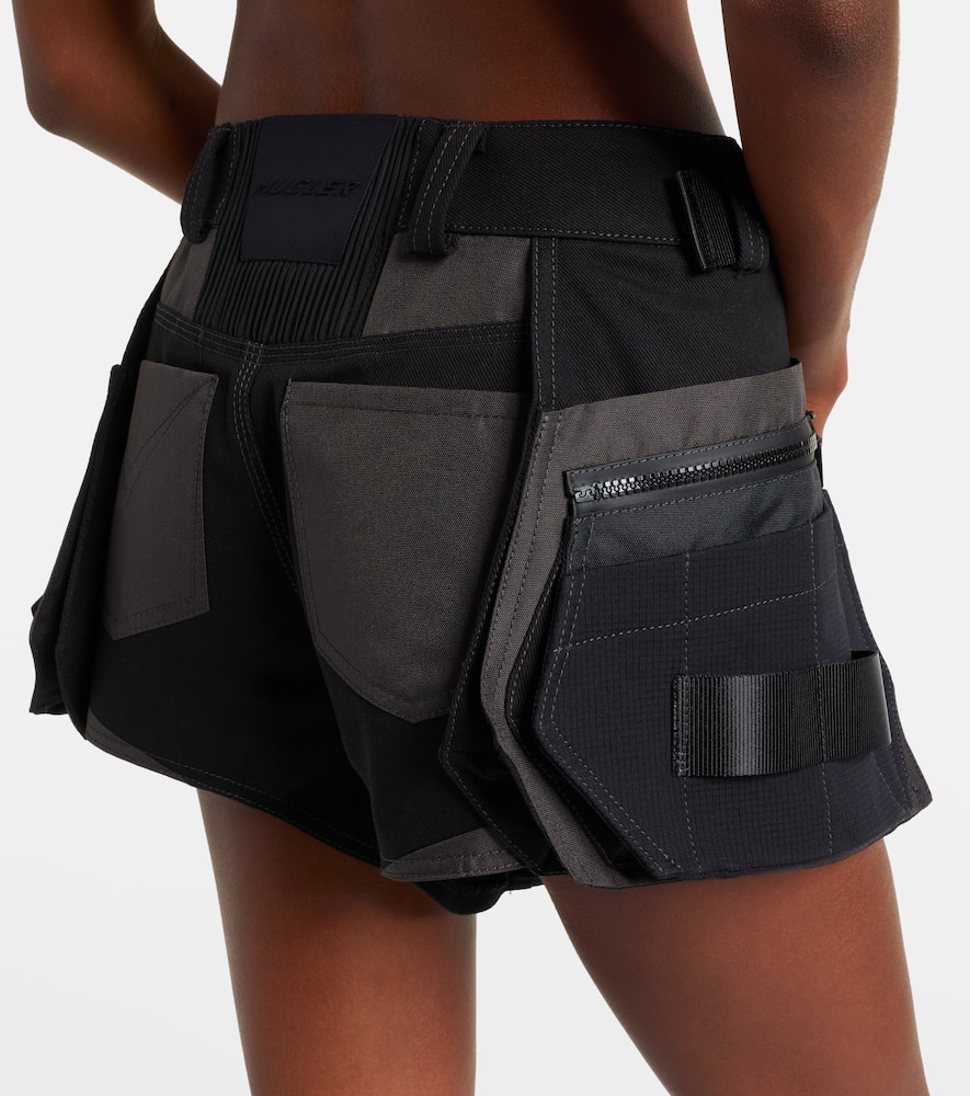 Belted low-rise cotton cargo shorts