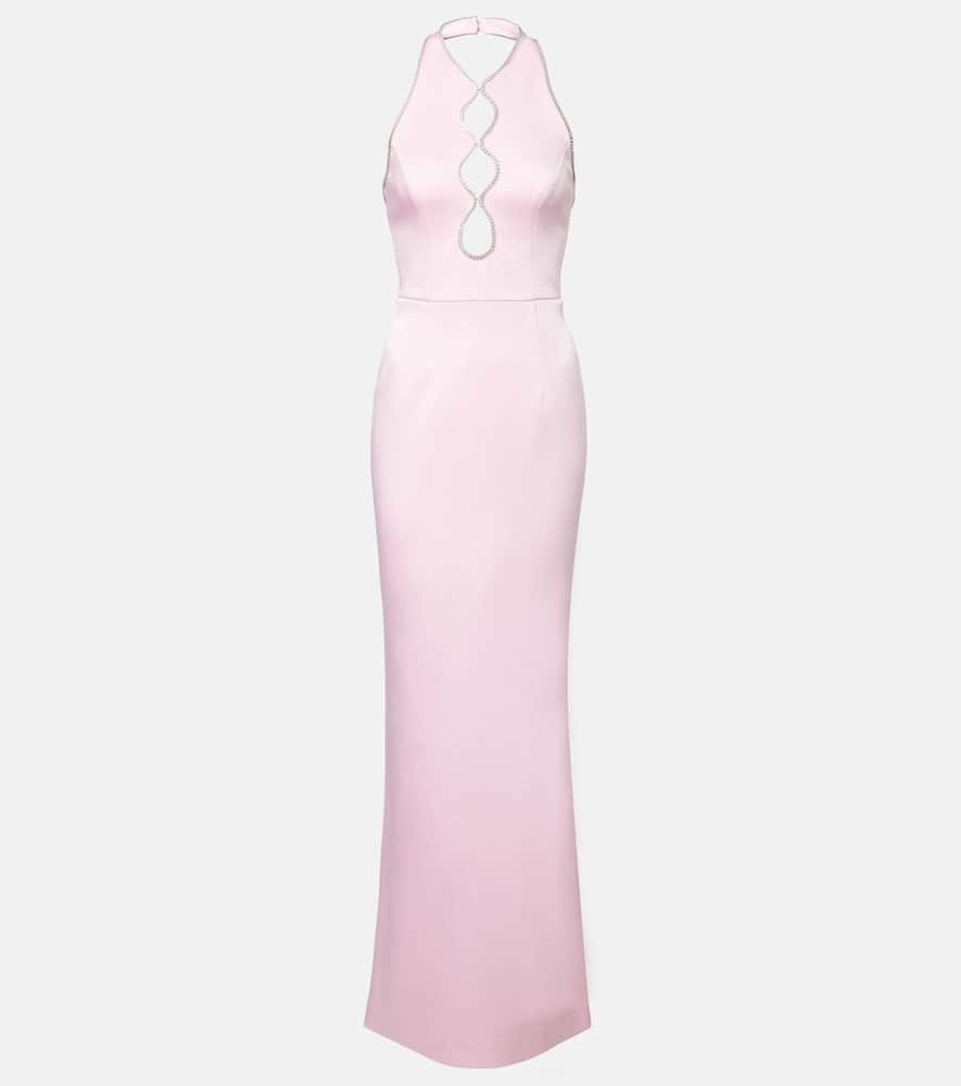Akari cutout halterneck satin gown