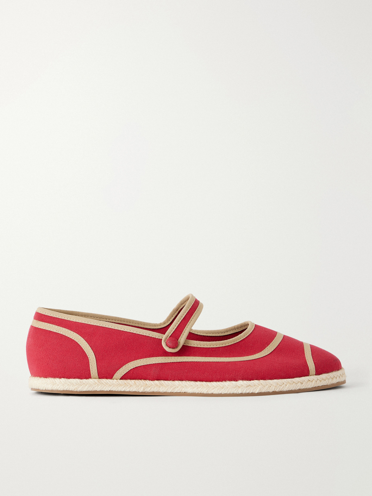 Nora Canvas Espadrille Mary Jane Flats - Red