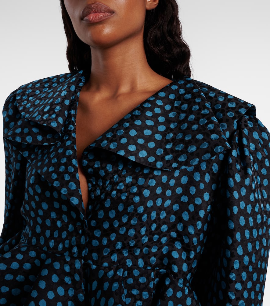 Chloé Polka-dot peplum silk jacquard top