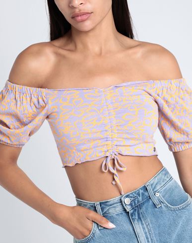 Rx Top Flirty Walk Printed Woman Top Mauve Size L Cotton, Elastane