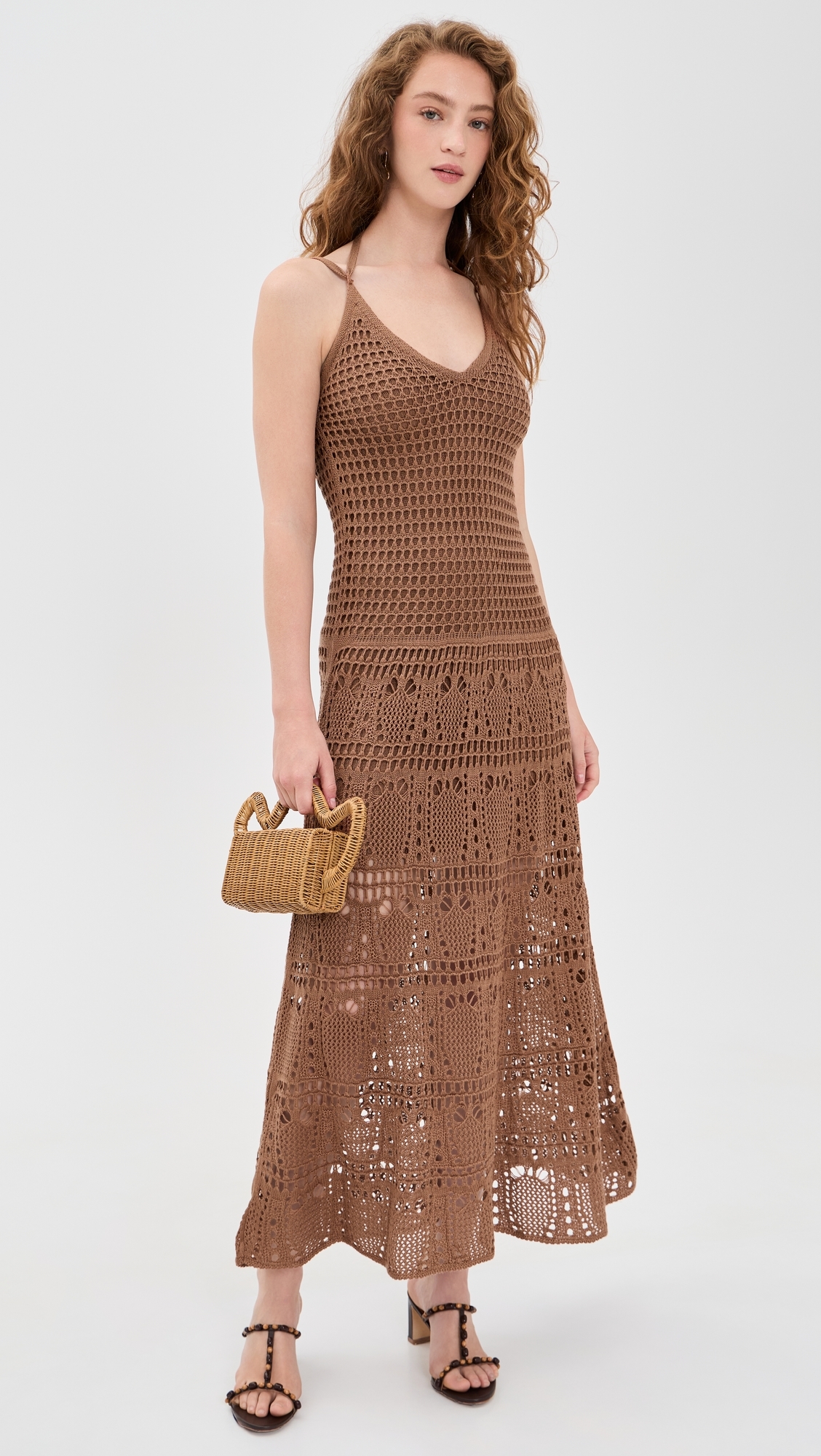 Vintage Tricot Maxi Dress Brown Castanha