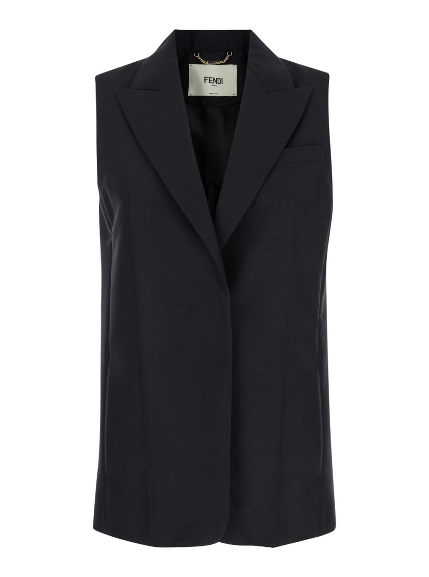 Black Mohair And Wool Vest