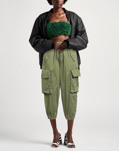 Woman Pants Military green Size 26 Cotton, Elastane