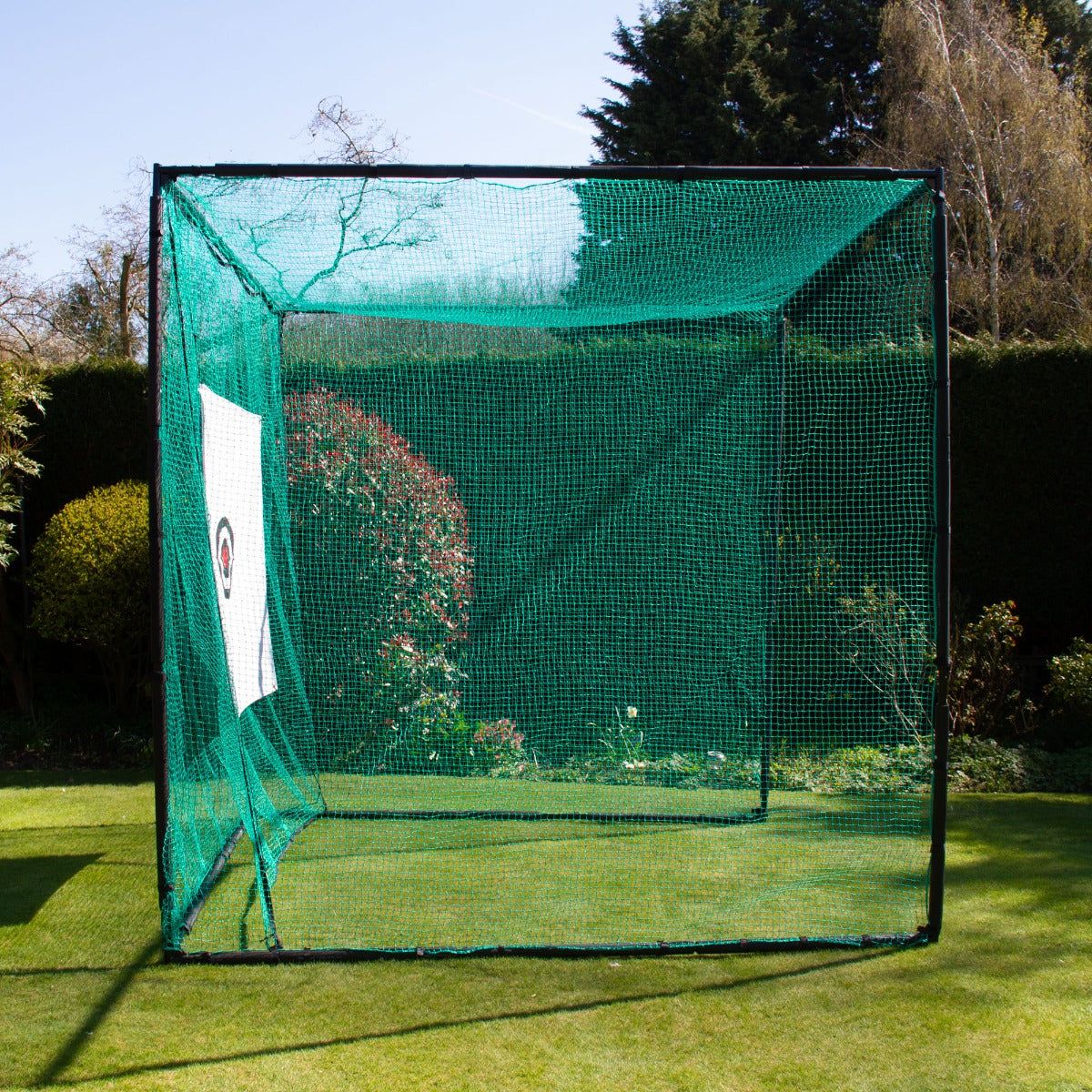 Golf Practice Cage 10ft 3m Driving Range High Impact 25mm Mesh Hitting Professional Swing Training Equipment Outdoor Freestanding Steel Frame Bullseye