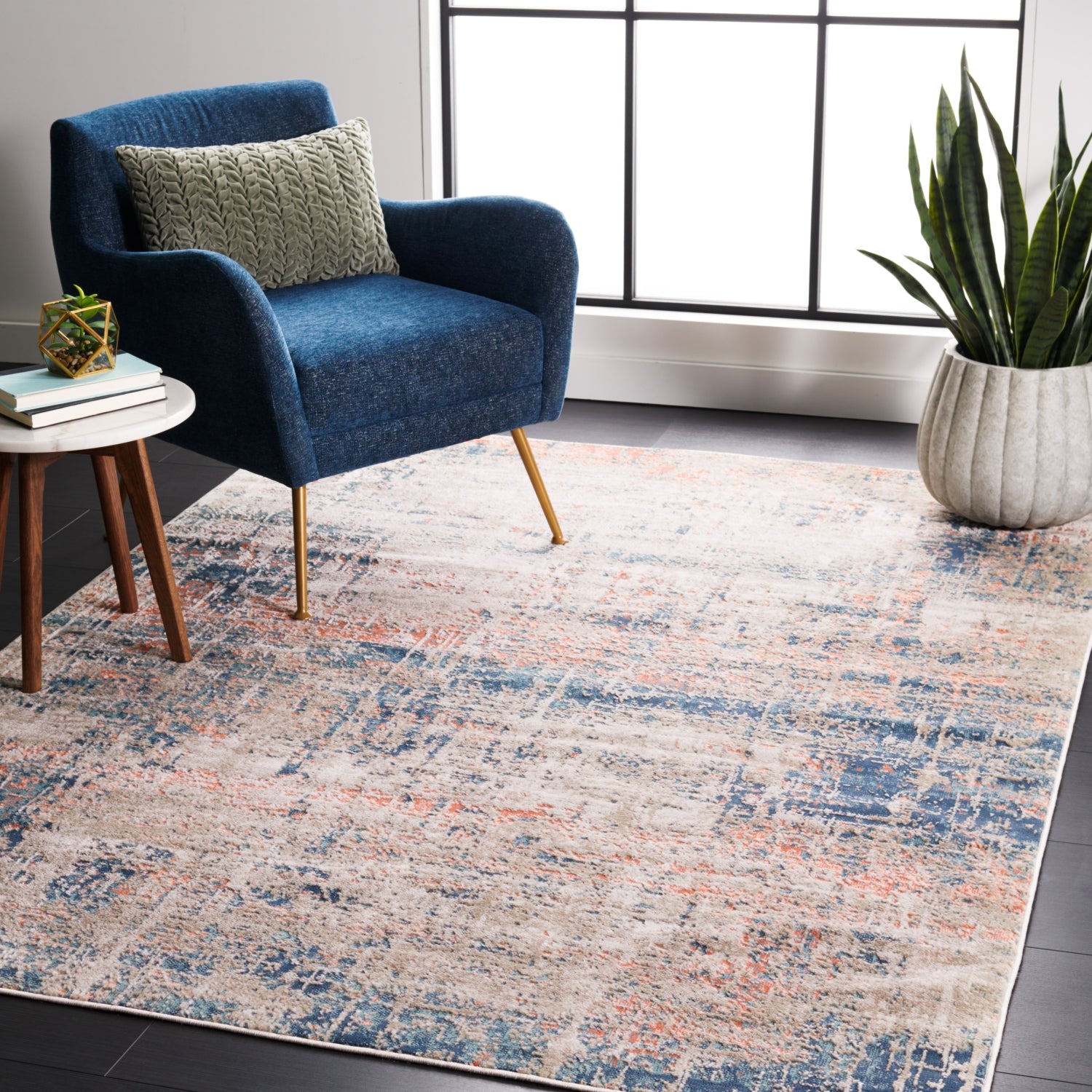 Madison Machine Made Area rug, Blue / Grey Contemporary Style Easy Care