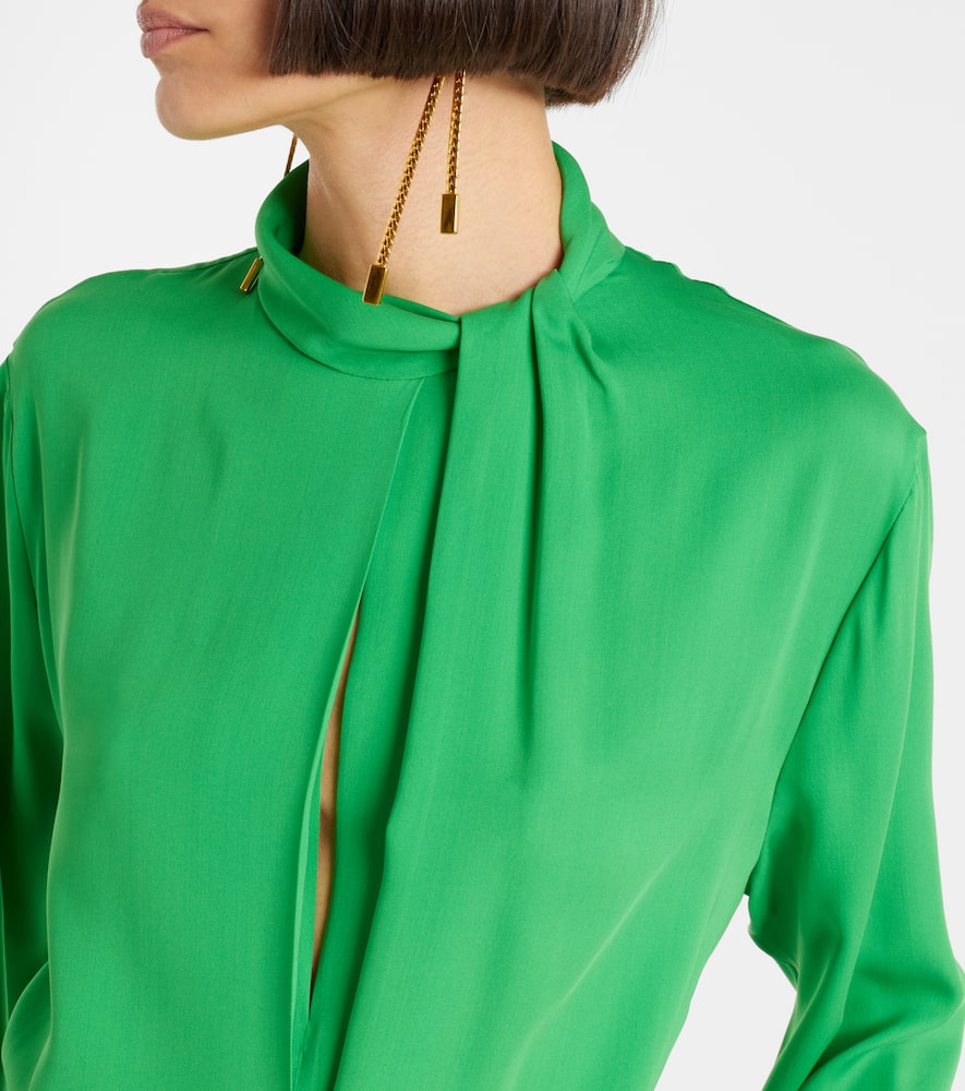 Belted silk midi dress
