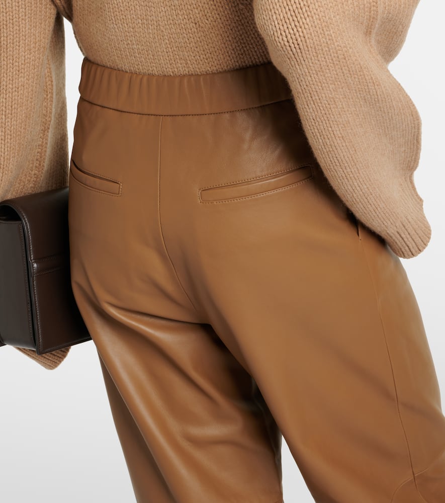 High-rise leather wide-leg pants