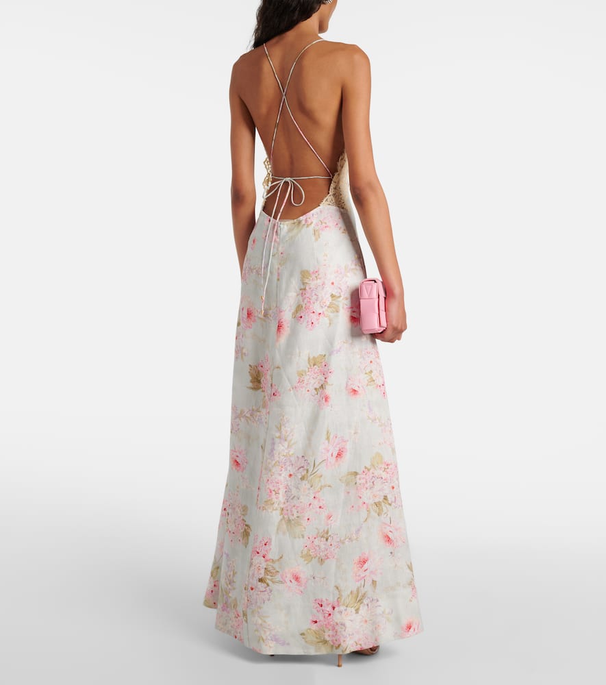 Halliday lace-trimmed floral maxi dress