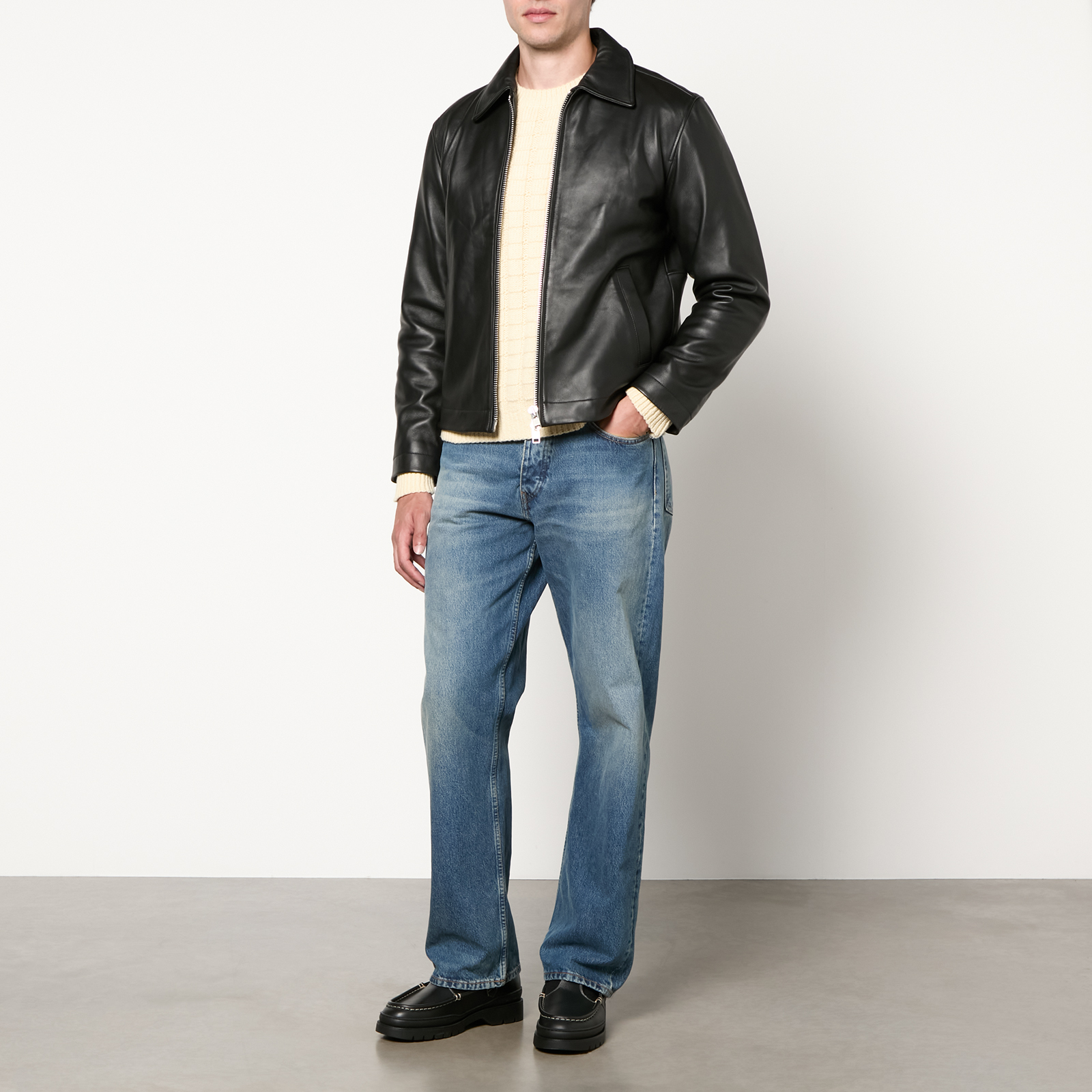 Sunflower Short Classic Leather Jacket - IT 48/M