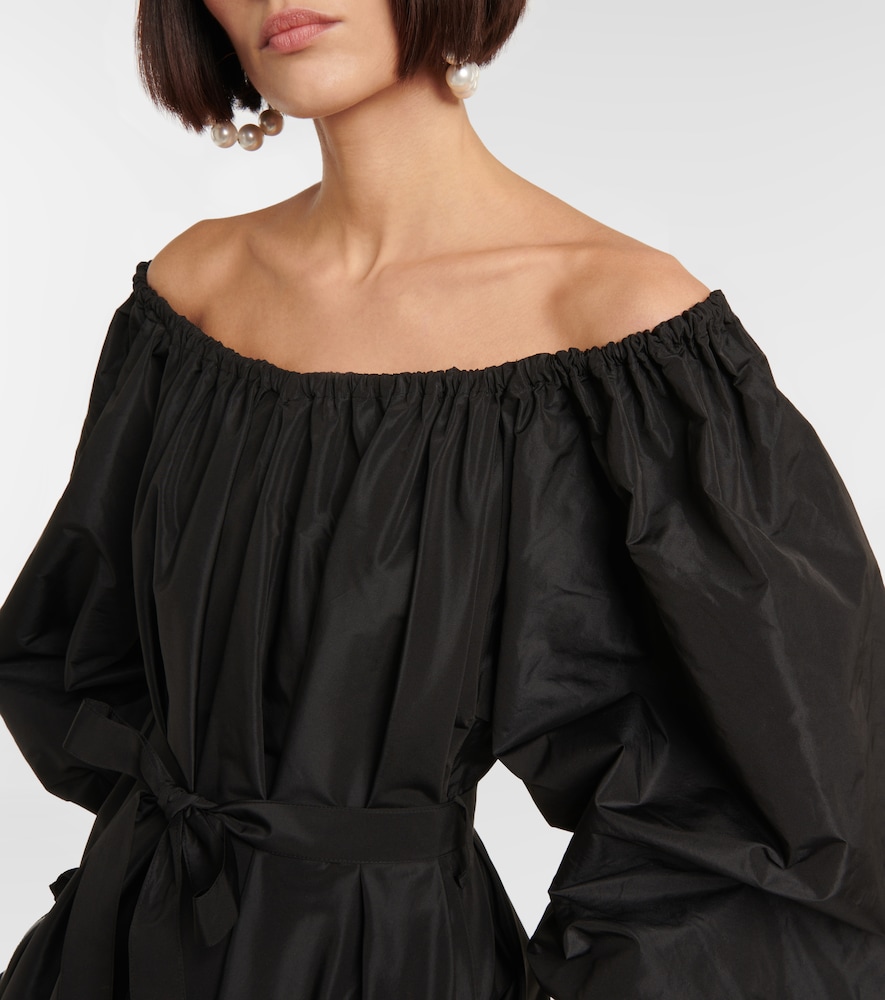 Off-shoulder faille maxi dress