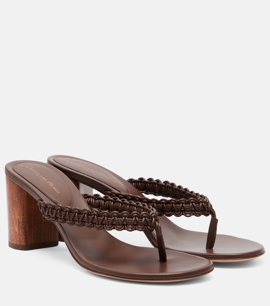 Braided leather thong sandals
