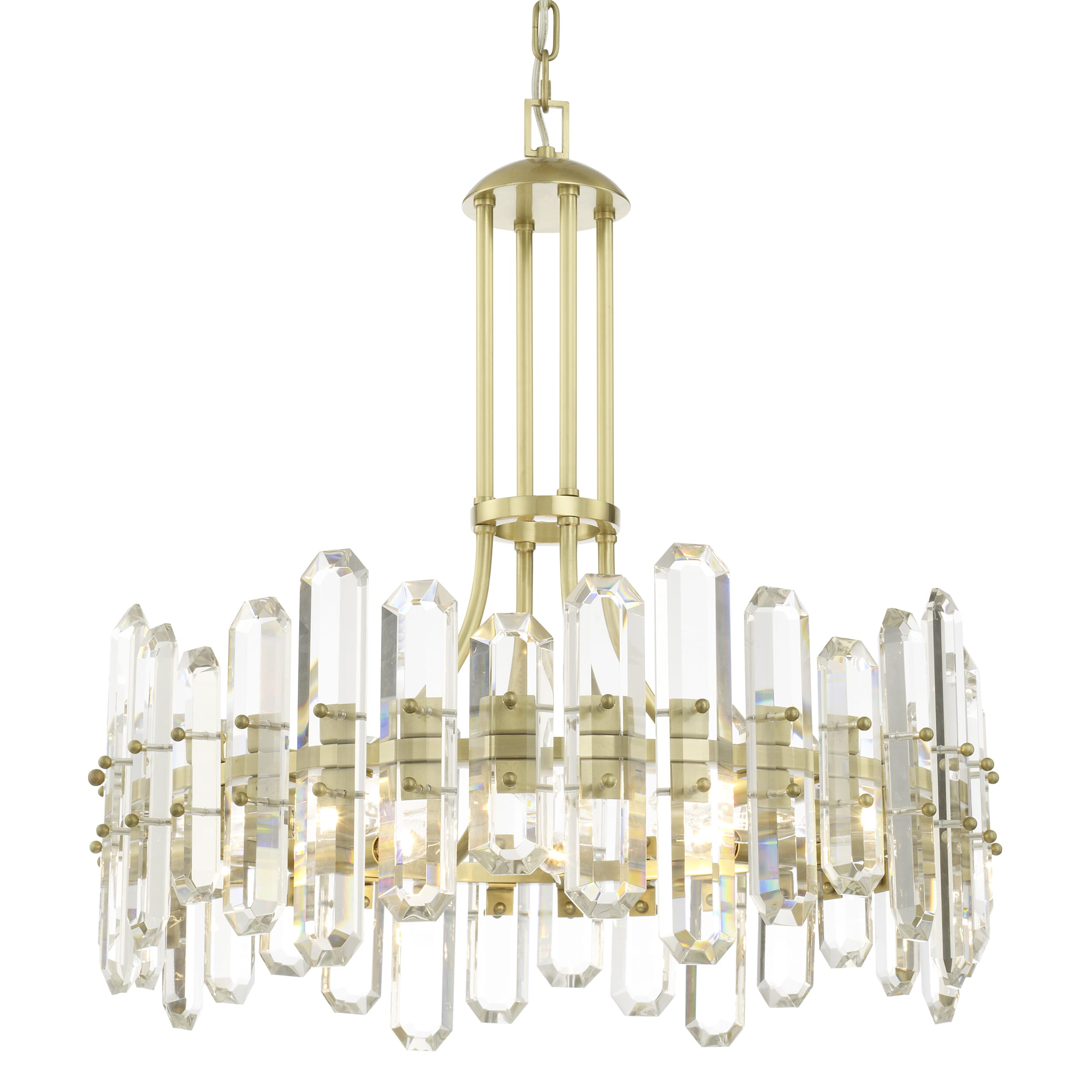 Bolton 6-Light 26" Transitional Chandelier in Aged Brass with Faceted Crystal Elements Crysta