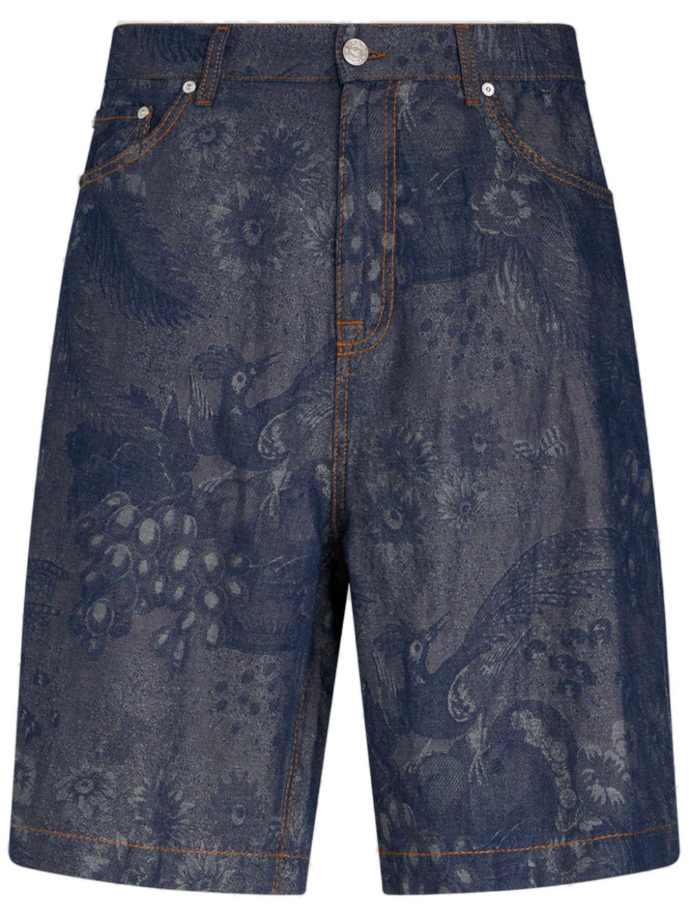 Jacquard denim bermuda shorts - Blue
