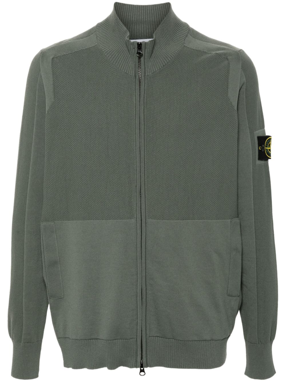 Compasse-badge knitted cardigan - Blue