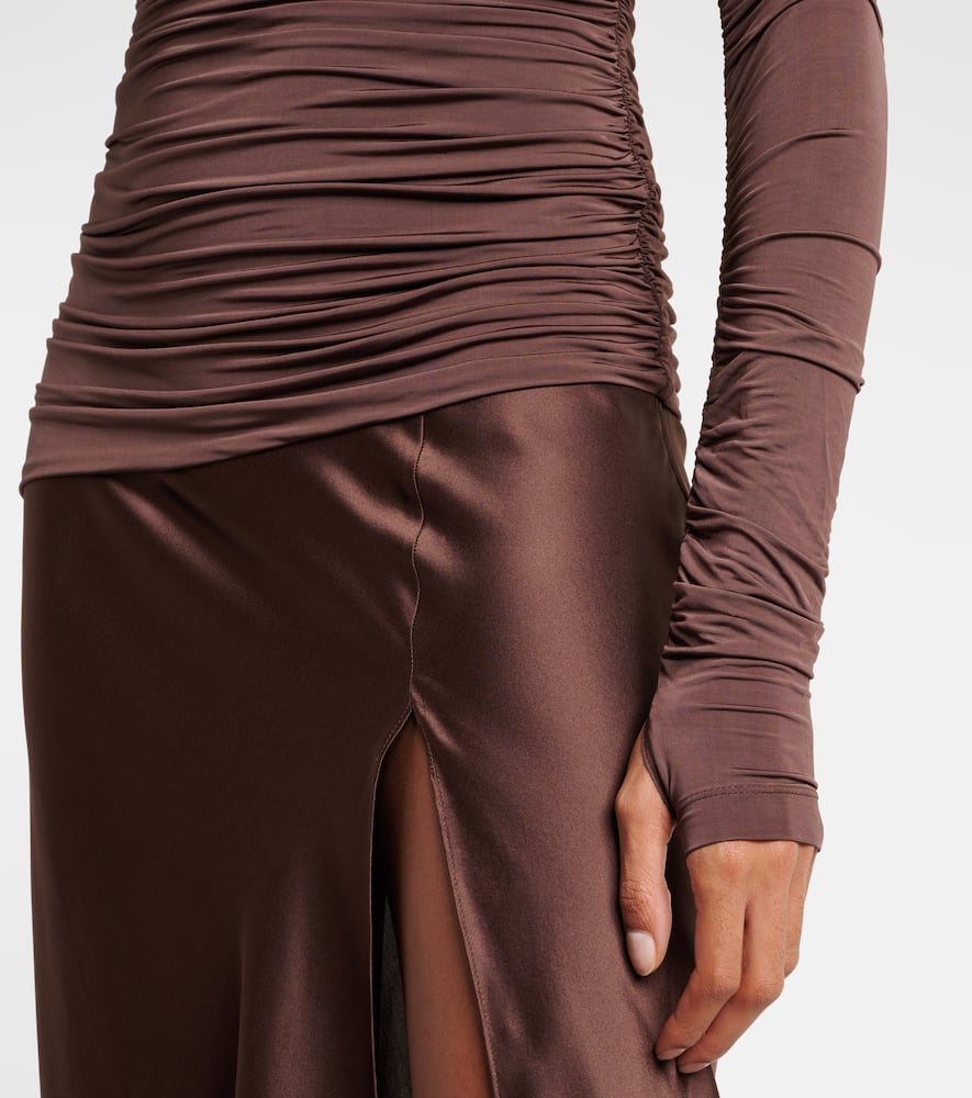 Alessia draped jersey and satin maxi dress