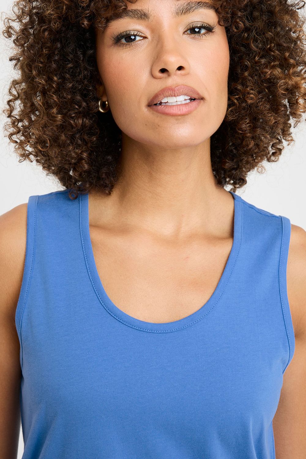 Cotton Traders Women's Vest Top in Mid Blue