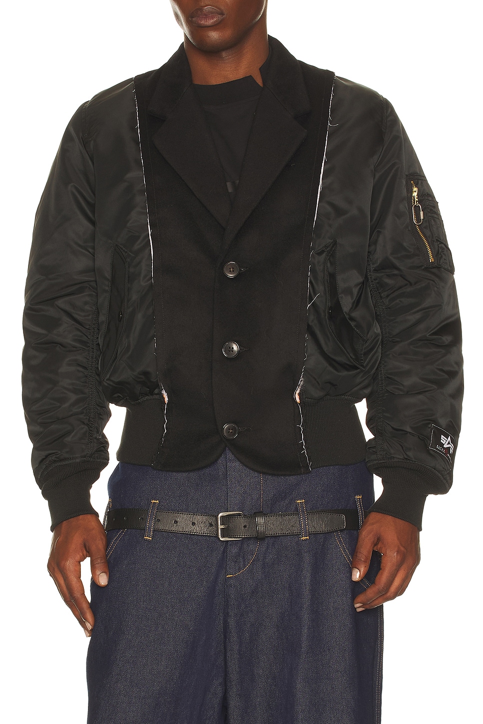 Spencer Badu Alpha Bomber Jacket in Black - Black. L also in S