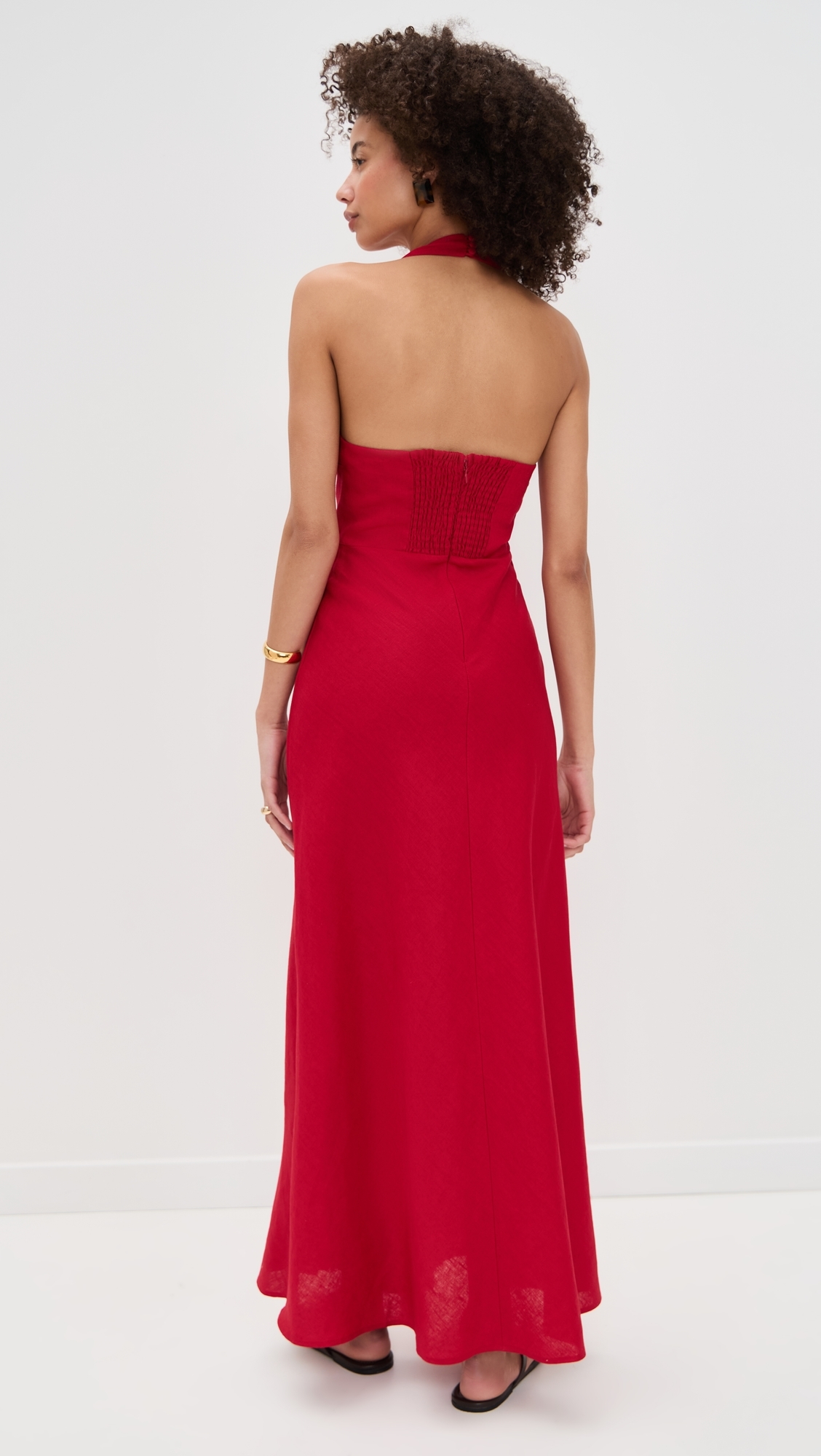 Reformation Delilah Linen Dress Lipstick