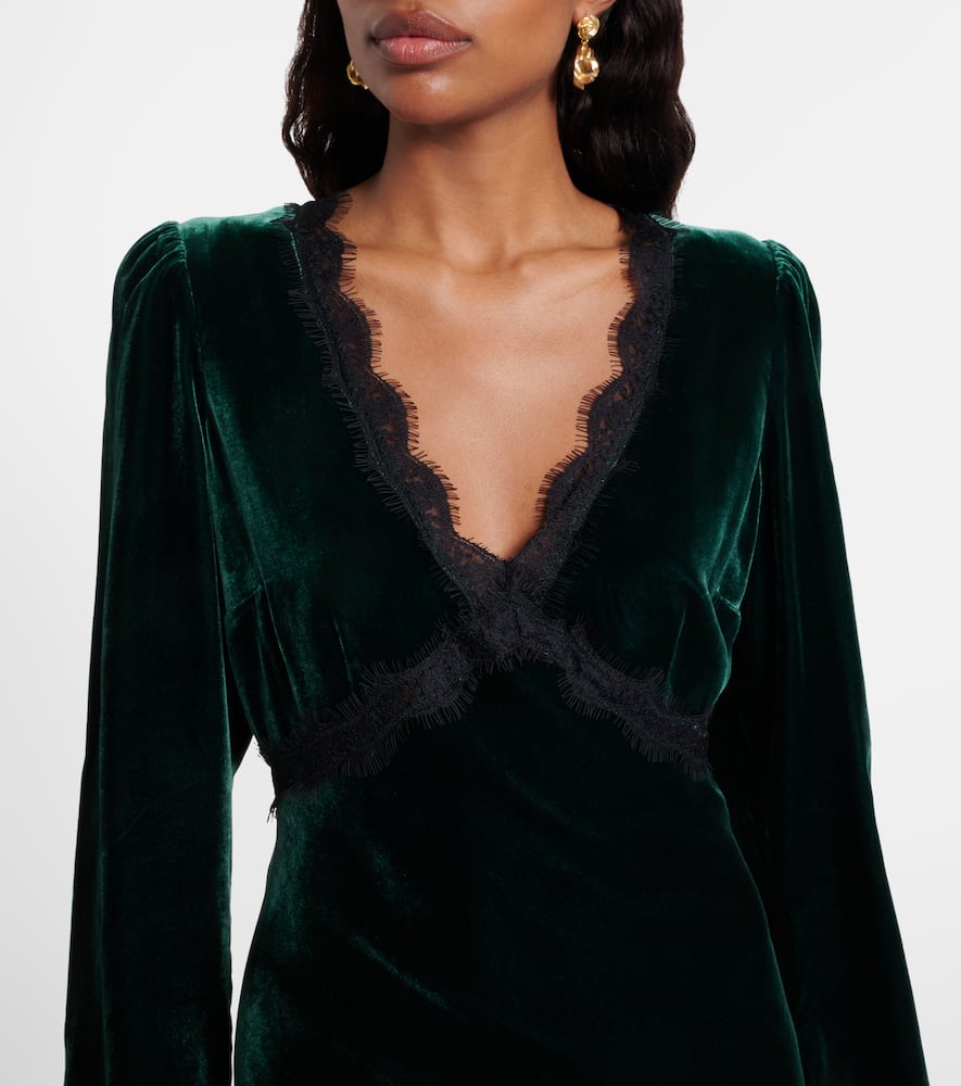 Macie lace-trimmed velvet minidress