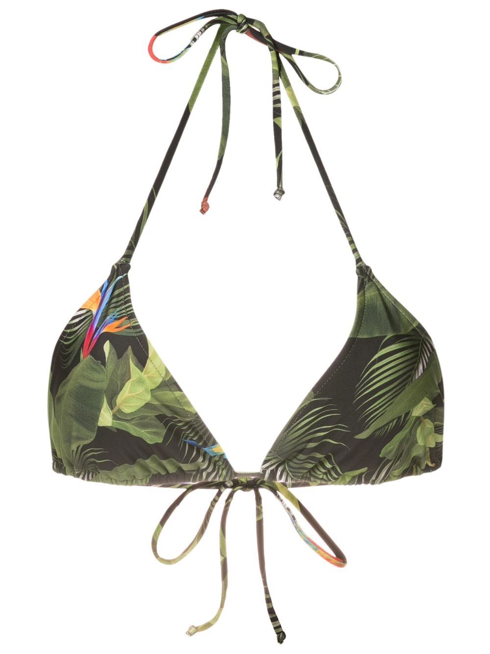 Hanna-leaf-print bikini top - Green