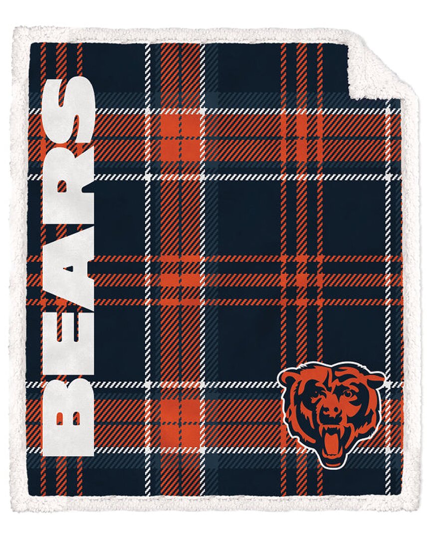 Chicago Bears Nfl Team Classic Plaid Sherpa Throw