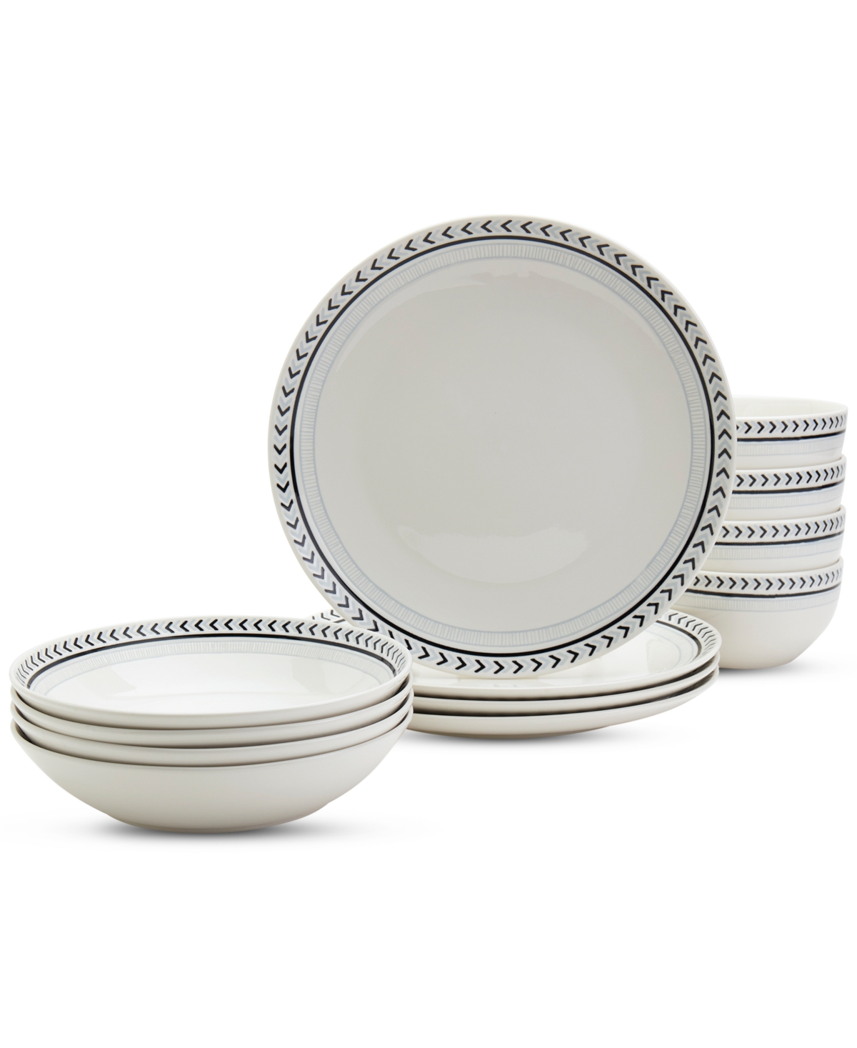 Lucca 12 Pc. Dinnerware Set, Service for 4 - White