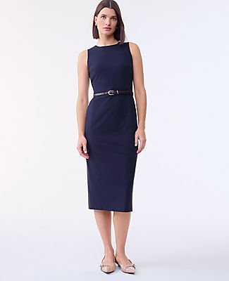 Ann Taylor The Belted Crew Neck Sheath Dress in Seasonless Stretch