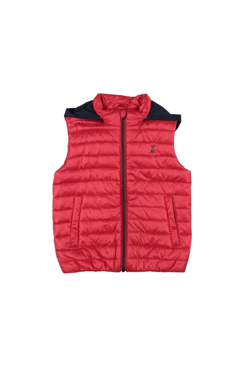Quilted Down Vest — Red
