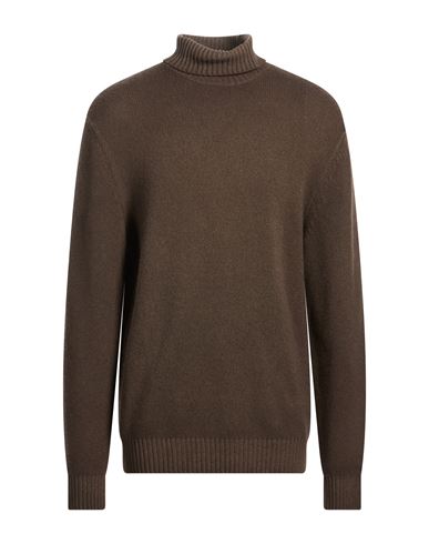 Man Turtleneck Dark brown Size 44 Virgin Wool