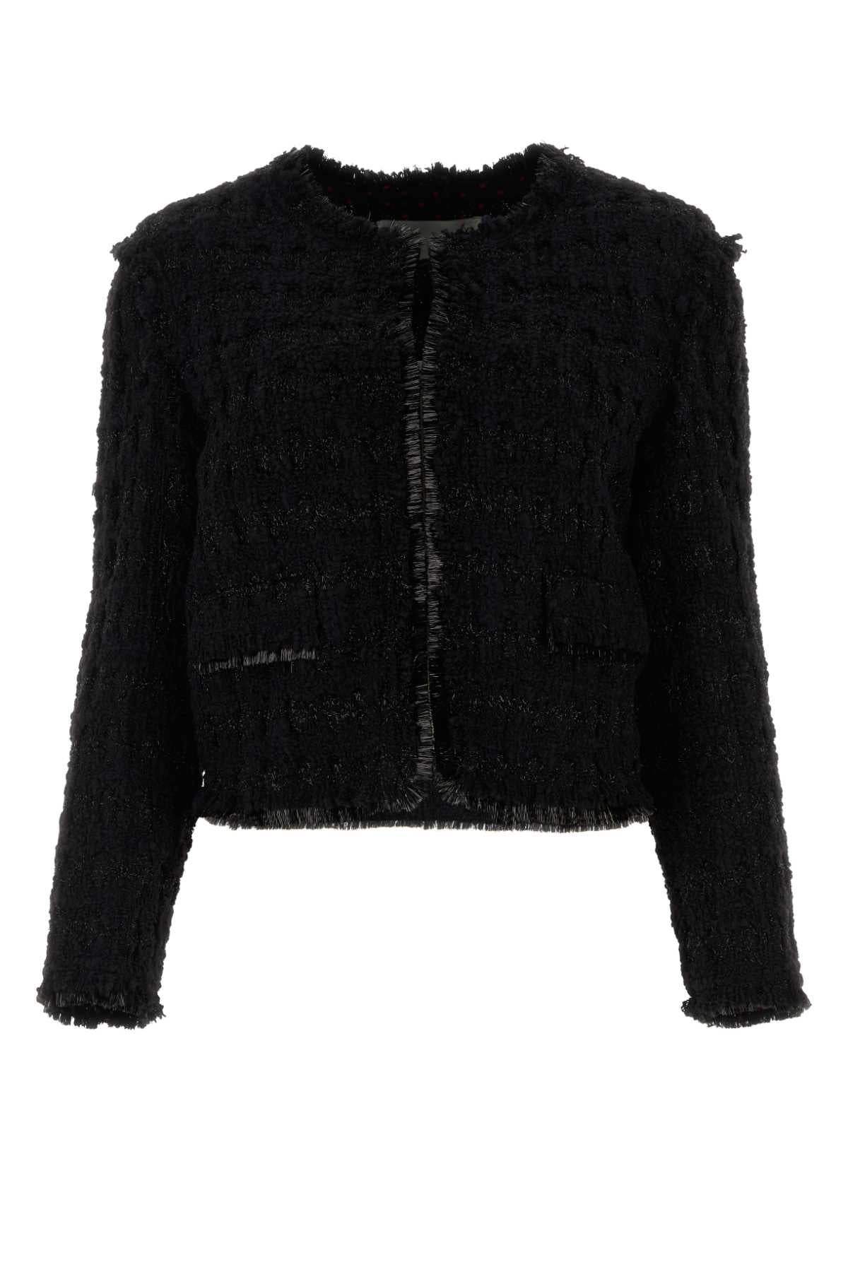 Textured Tweed Blazer — Black