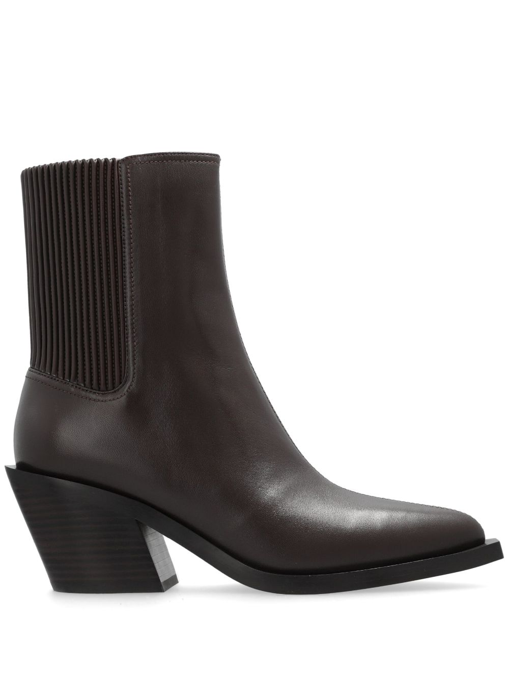 75mm pointed-toe leather ankle boots - Black