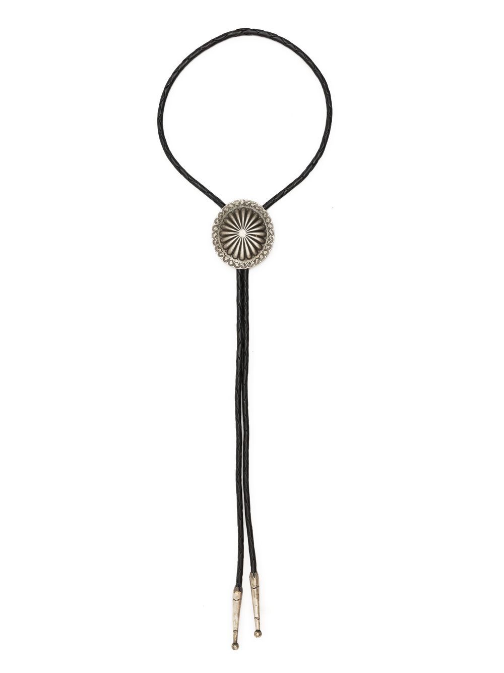 Braided leather bolo tie - Black