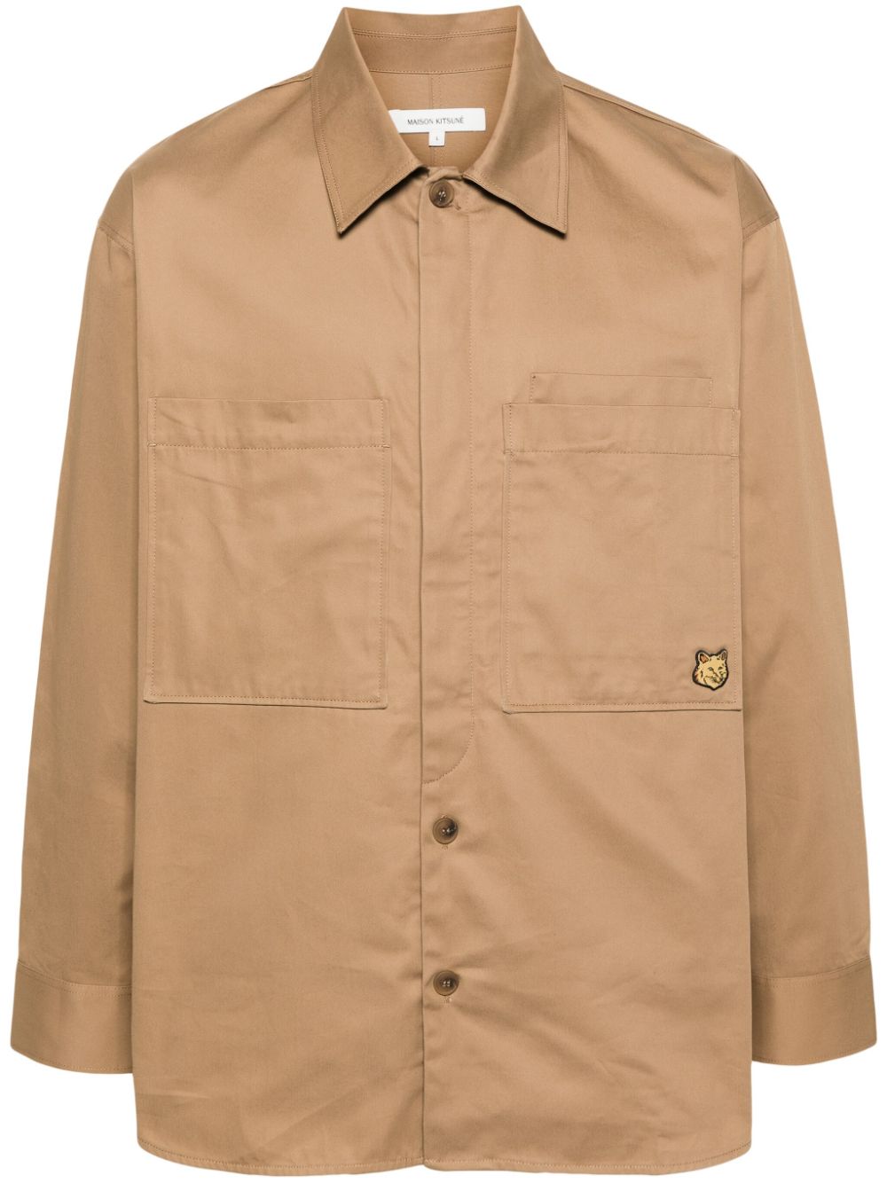 Fox Head gabardine overshirt - Neutrals