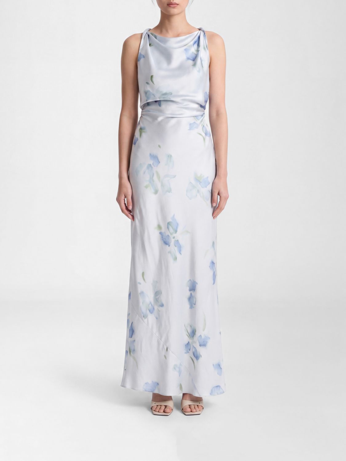 Petal Blur Twist Shoulder Dress
