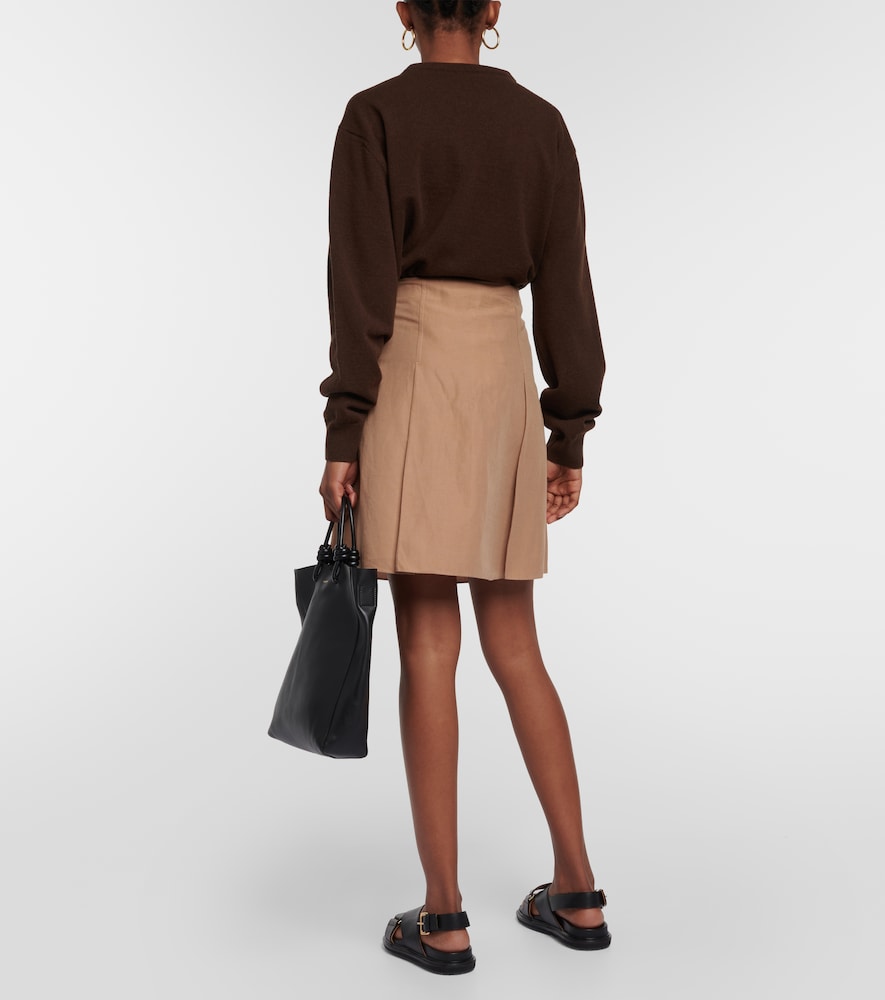 Vince Pleated cotton-blend miniskirt